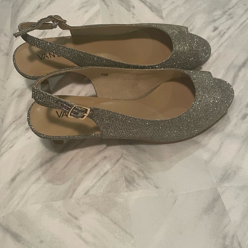Vaneli Silver Heels with Elegant Shimmer